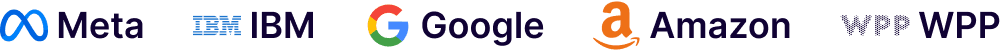 Logos of Meta, IBM, Google, Amazon and WPP